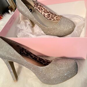 Crown Sparkling Silver Heels
